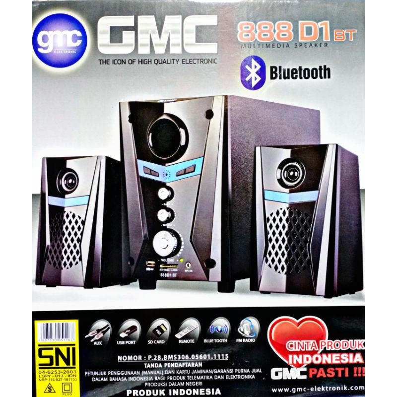 Speaker Aktif GMC 888D1 Audio Multimedia 2.1 Super Woofer Spiker Bluetooth - USB - SD Card - Remote~FMS