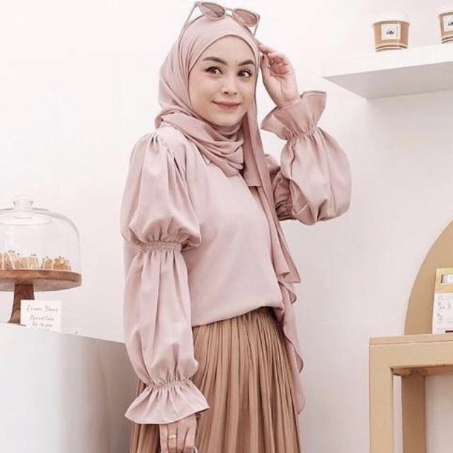 Paling Diminati [𝐂𝐫𝐨𝐜𝐮𝐬]  Paula Top Blouse Lengan kerut Balon