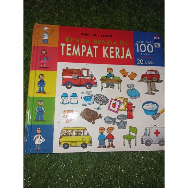 Buku kamus Inggris anak - Broadbook Lift Flap - BENDA DI TEMPAT KERJA (preloved)