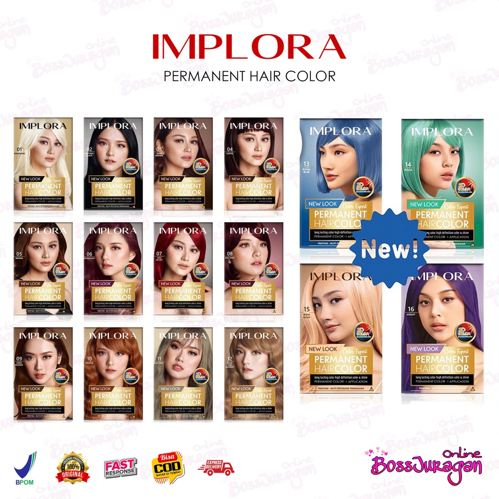 (BOSS) Implora New Permanent Hair Color ( Pewarna Rambut / Cat Rambut Permanen) - 3D COLOR