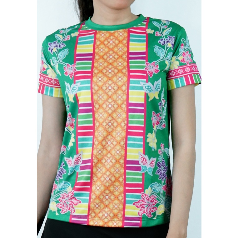 Trijee Baju Olahraga Wanita Motif Batik / Lari / Outdoor / Wismaya - Green