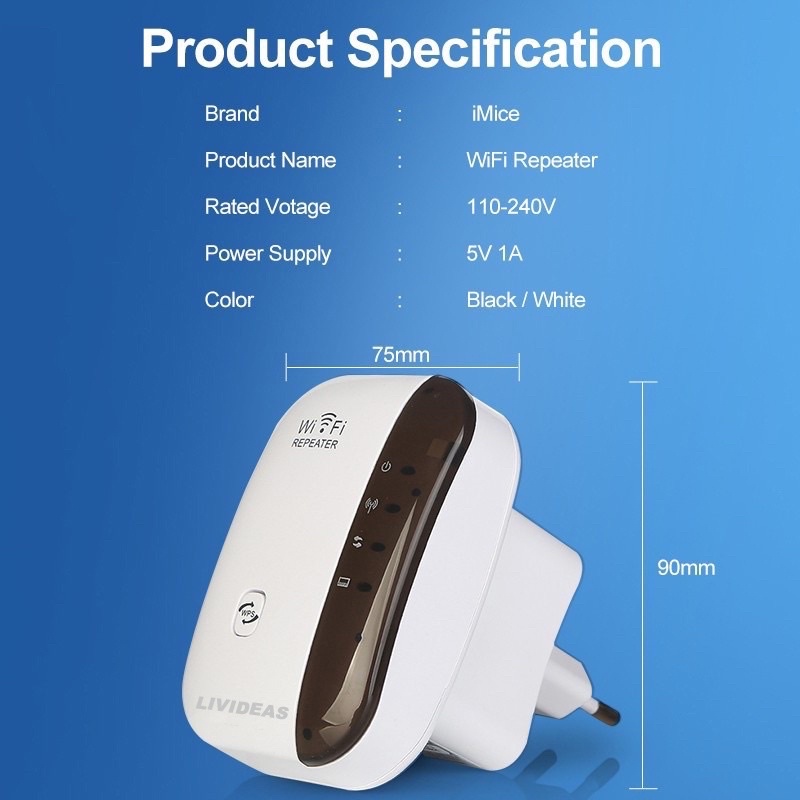 WiFi Repeater 300Mbps Wireless WiFi Signal Range Extender 802.11N/B/G