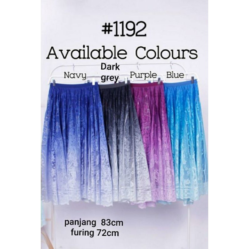 ROK TUTU BRUKAT GRADASI IMPORT  CODE 1192 PANJANG 8/9  VARIASI 4 WARNA