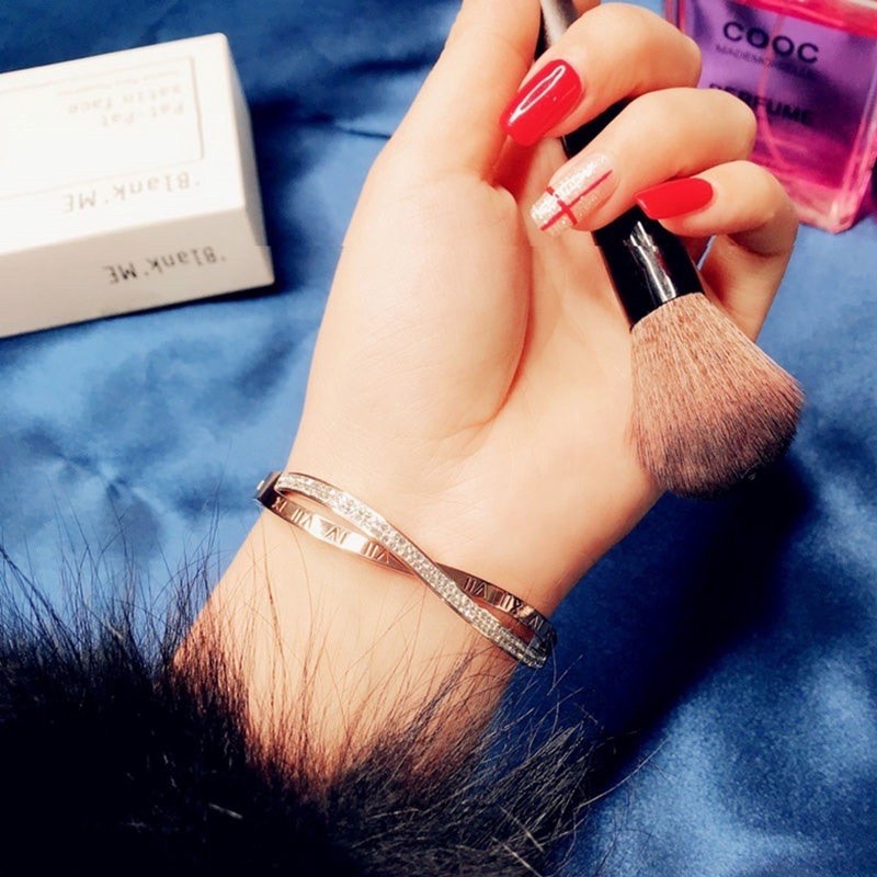 Gelang Titanium Premium Lapis Rose Emas 18k ANTI KARAT Wanita Perhiasan Pasangan Bangle-5