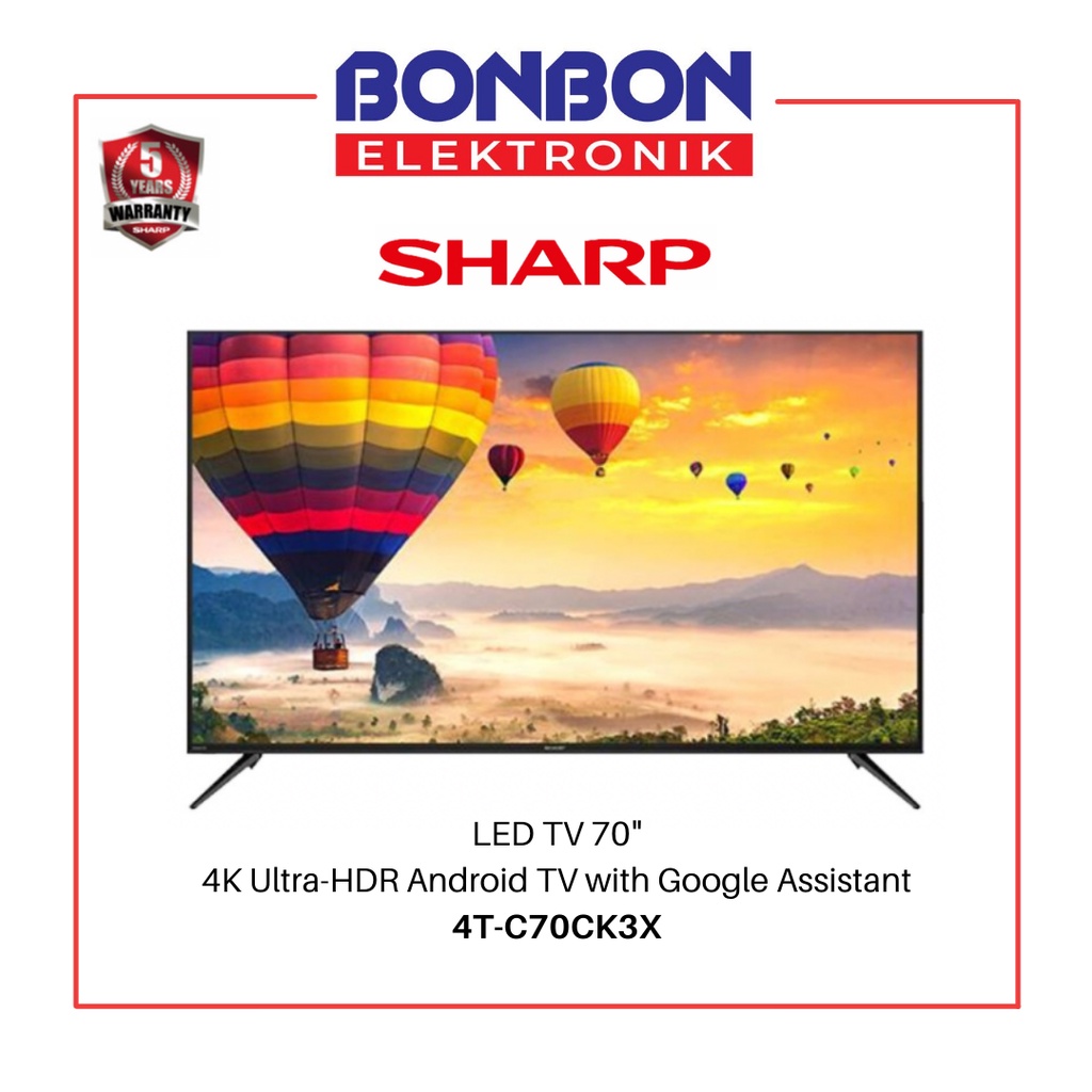 Sharp LED TV 70 Inch 4T-C70CK3X / 70CK3X Smart Android TV UHD 4K HDR