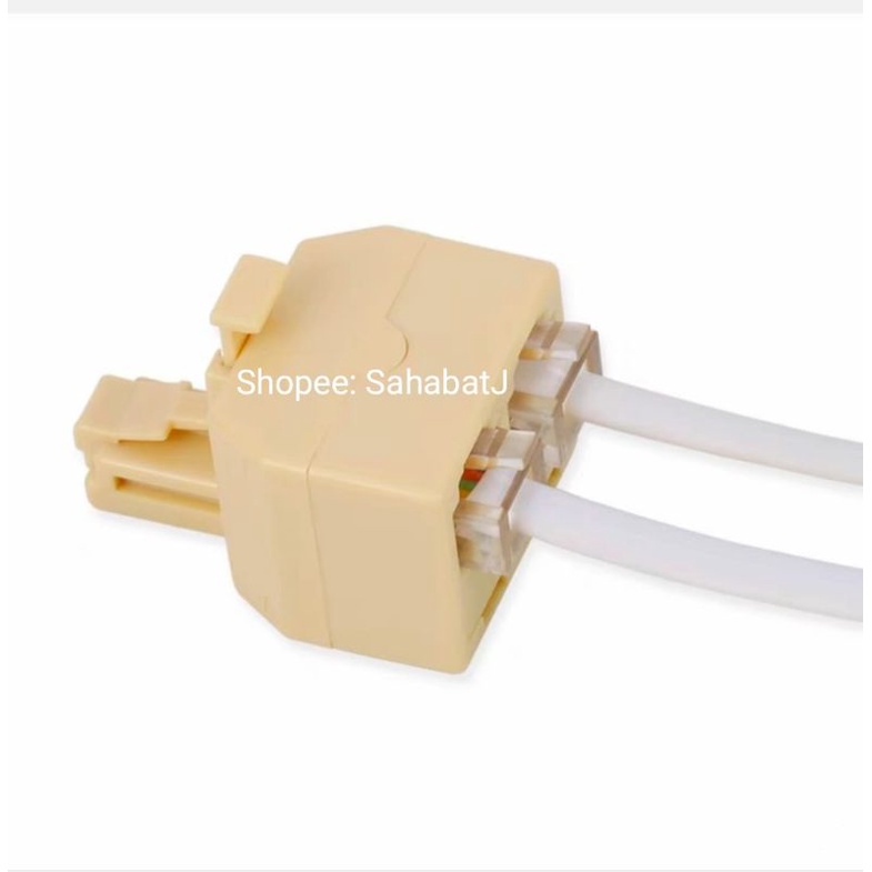 Soket Cabang Telepon 2 Way RJ11 Socket T Sambungan Paralel 2 lubang RJ11 Splitter