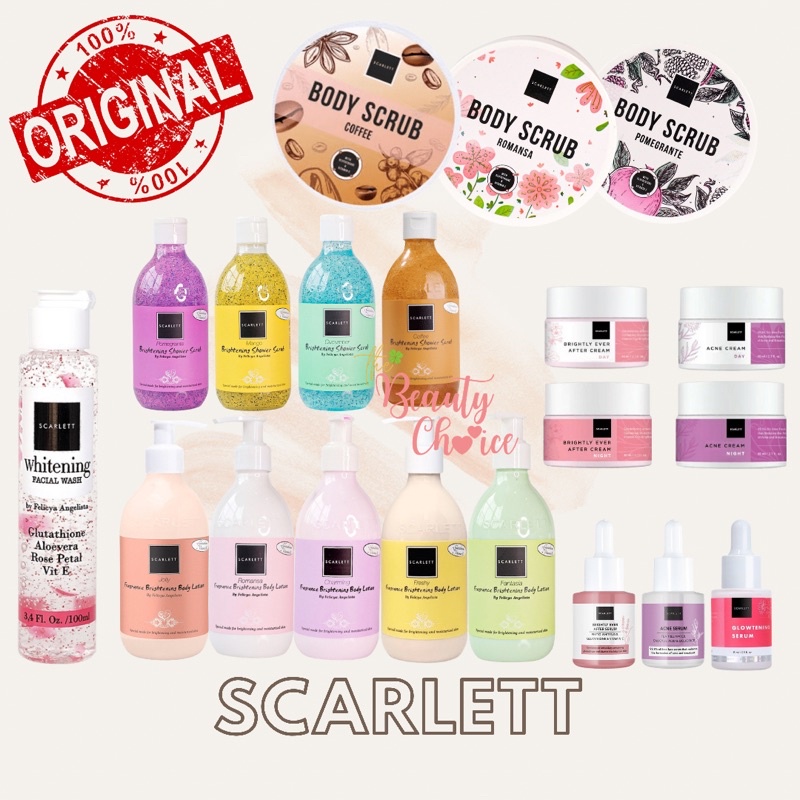 BPOM SCARLETT WHITENING BY FELICYA LOTION SHOWER GEL SCRUB SERUM JOLLY COFFEE POMEGRANATE BRIGHT