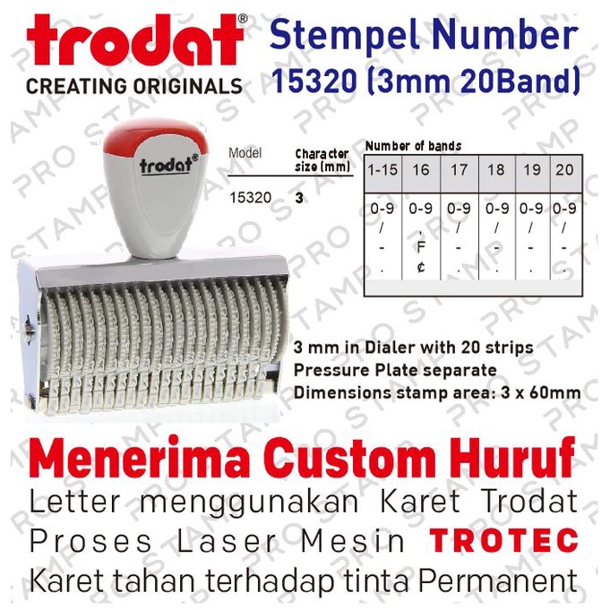 

Stempel Angka Manual 20 Digit 3mm Trodat 15320