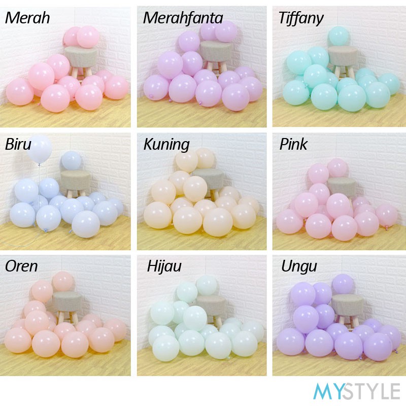 BALON LATEX PASTEL 12 INCH MACARAON320 (1 PACK = 100 PCS) ISI 1 WARNA