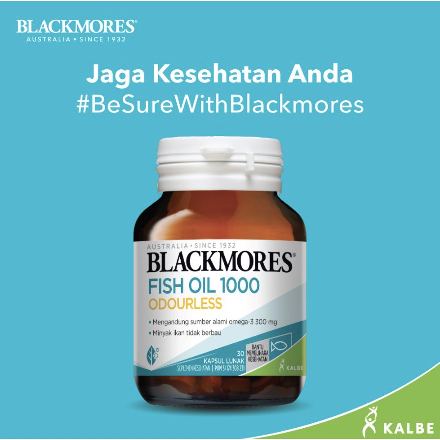 Blackmores Odourless Fish Oil 1000mg 30 Kapsul BPOM Kalbe