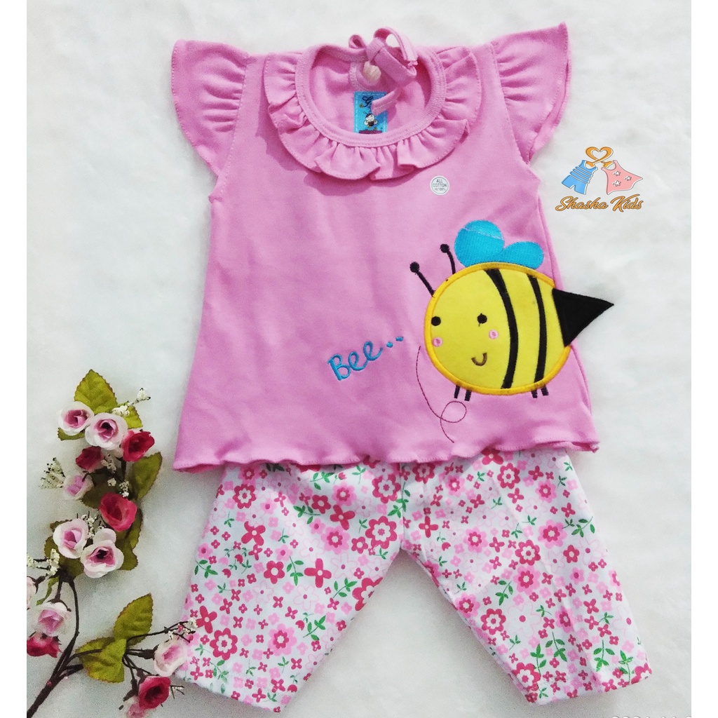 [ A 014] Baju Bayi Perempuan/ Setelan bayi Perempuan bahan kaos SNI  untuk usia 3-6 bln