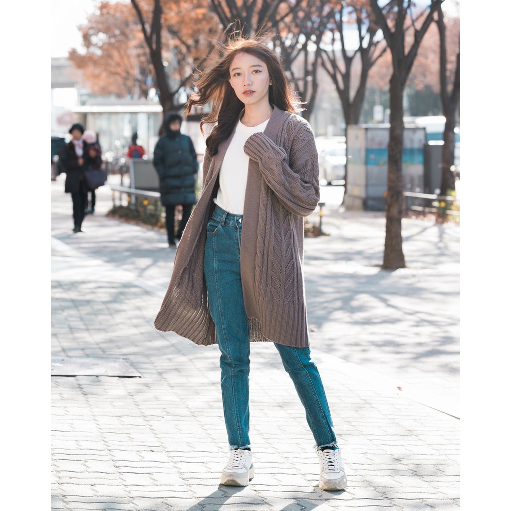 Myrubylicious CABLE GRANNY LONG CARDIGAN-CHOCO