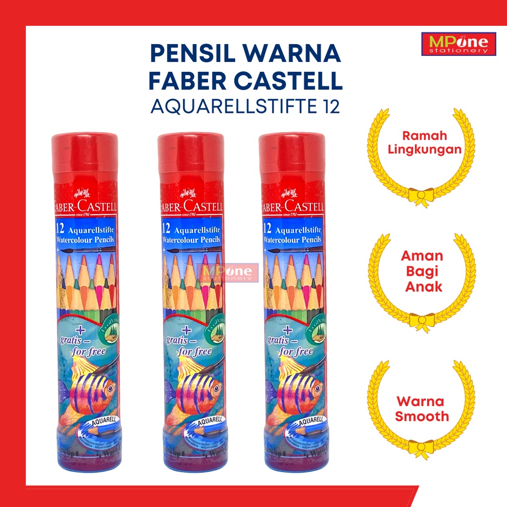 

FREE KUAS / Pensil Warna Faber Castell Aquarellstifte 12 Warna