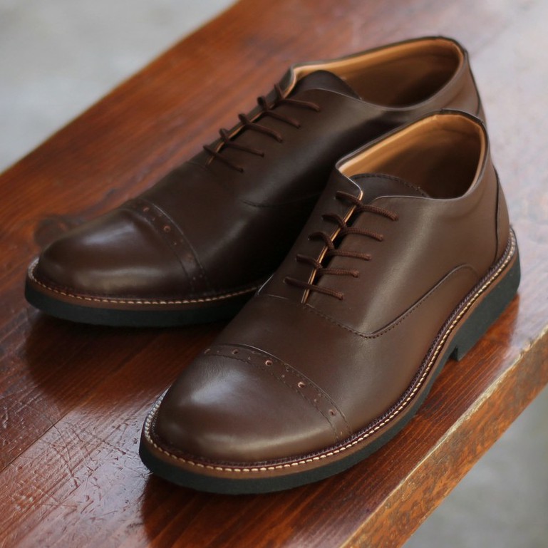 Jazz 0.2 Brown | Sepatu Kulit Vintage Klasik Pria Cowok Derby Formal Original Footwear | FORIND Reyl