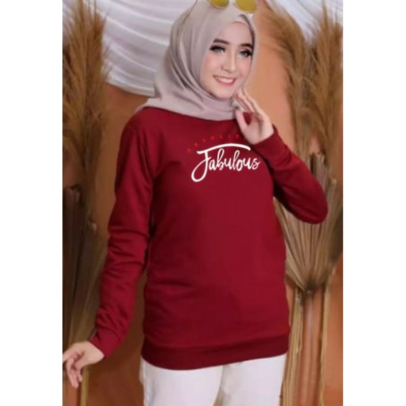 Kaos Lengan Panjang FABULOUSE / Kaos Sweatshirt / Atasan Wanita / Atasan Wanita Lengan Panjang