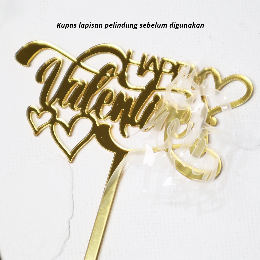 Cupcake Topper Mini Happy Valentine Caketopper Kue Hiasan Love Akrilik Pacar Gift Romantis