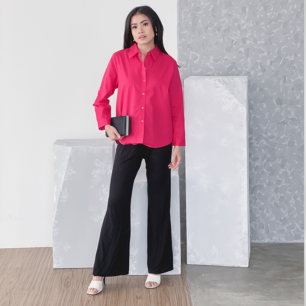 KEMEJA WANITA KATUN POLOS,SALUR,KOTAK