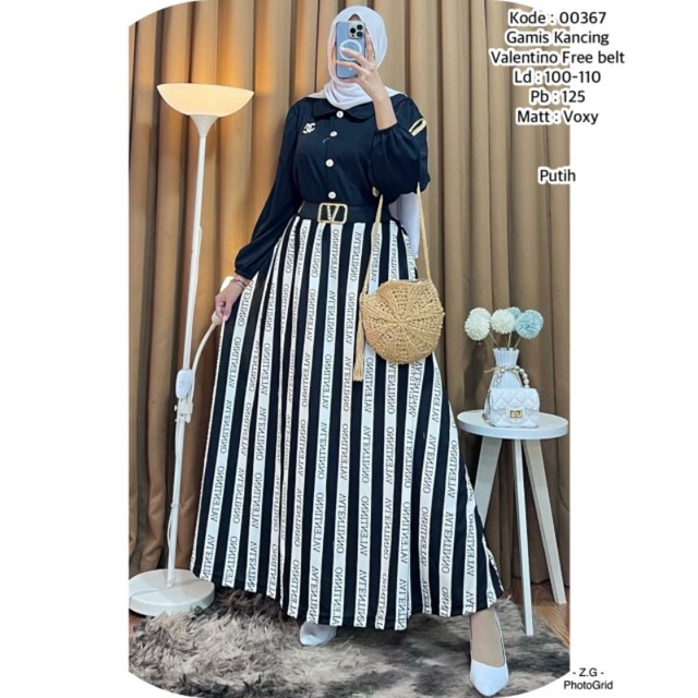 gamis valentino kombinasi