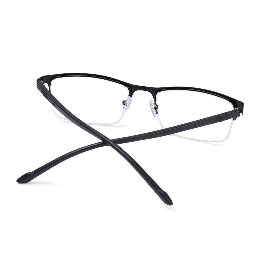 Nanas Bisnis Kacamata Baca Pria Portabel Setengah Bingkai Perlindungan Mata Anti-Cahaya Biru Kacamata