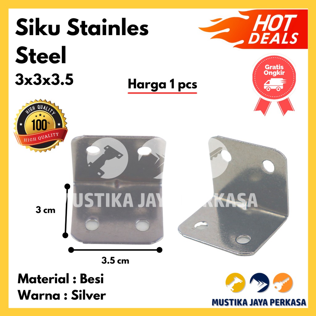 Siku Stainless Steel Penyangga Rak Kayu Lemari 3 x 3 x 3.5 Papan