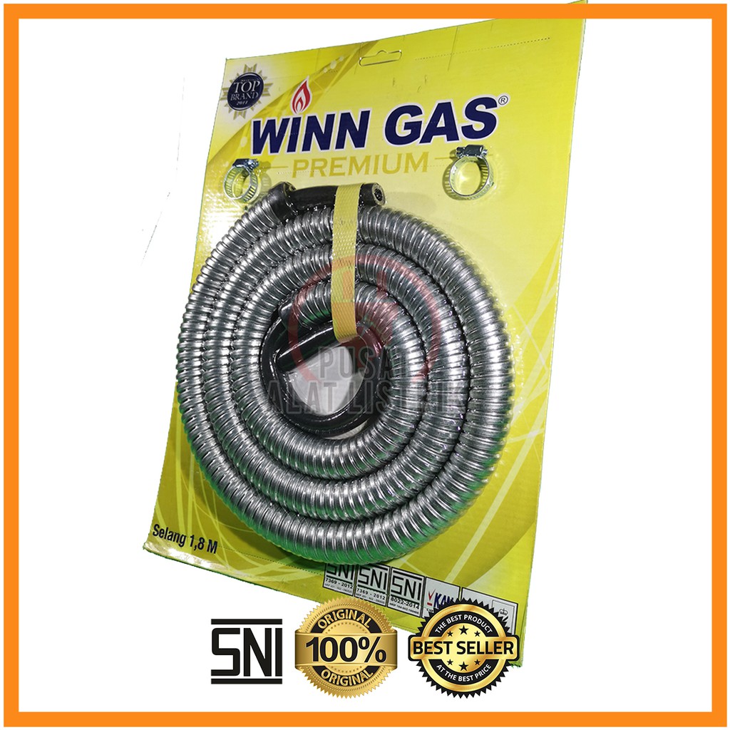 SELANG GAS WINN GAS 1.8M / 1.8 METER WIN GAS LPG PREMIUM SNI SELANG GAS LPG KOMPOR REGULATOR