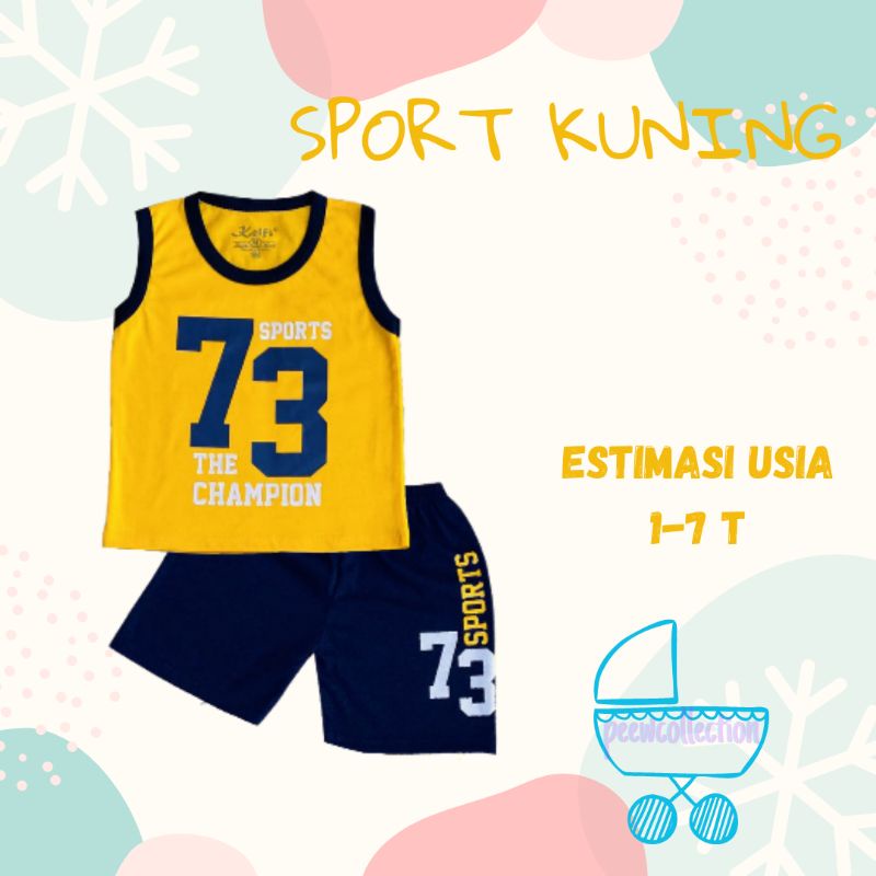 COD KELFI SETELAN SINGLET ANAK SETELAN ANAK COWOK SETELAN ANAK CEWEK BAJU ANAK SINGLET-SPORT KUNING