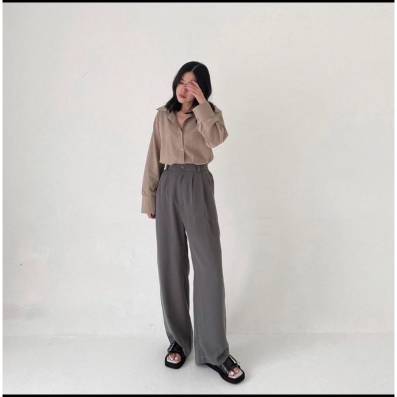 Trousers Kulot Loose - Celana Anti Kusut - Celana Kulot Wanita