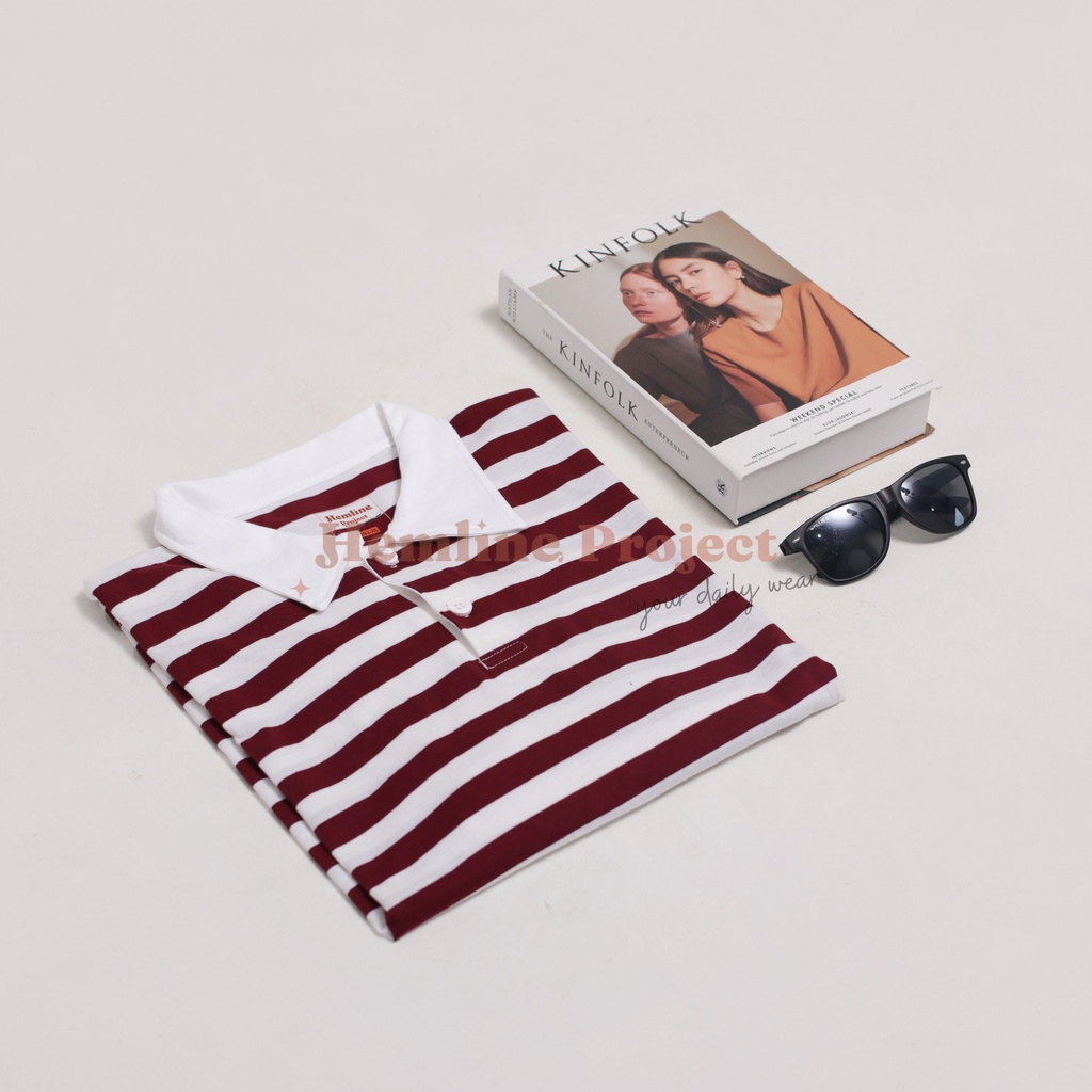 Hara Maroon Oversized Stripe Top