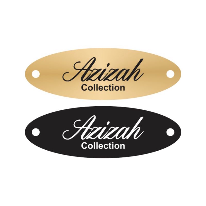 

label akrilik Azizah Collection gold 60 pcs dan hitam 60 pcs ukuran 1*3 cm
