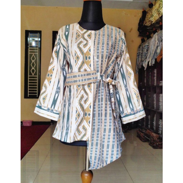 Batik wanita ASJ SA HRB026 Kenongo Kemeja Tosca Pendek-Songket