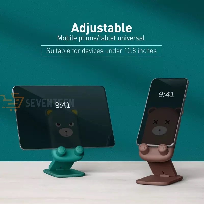 SEVENTEEN STAND HD40 KARAKTER STAND HOLDER HANDPHONE HD40 MOTIF LUCU STAND HOLDER WANITA STAND HP MOTIF BEBEK DUCK BROWN CUTE