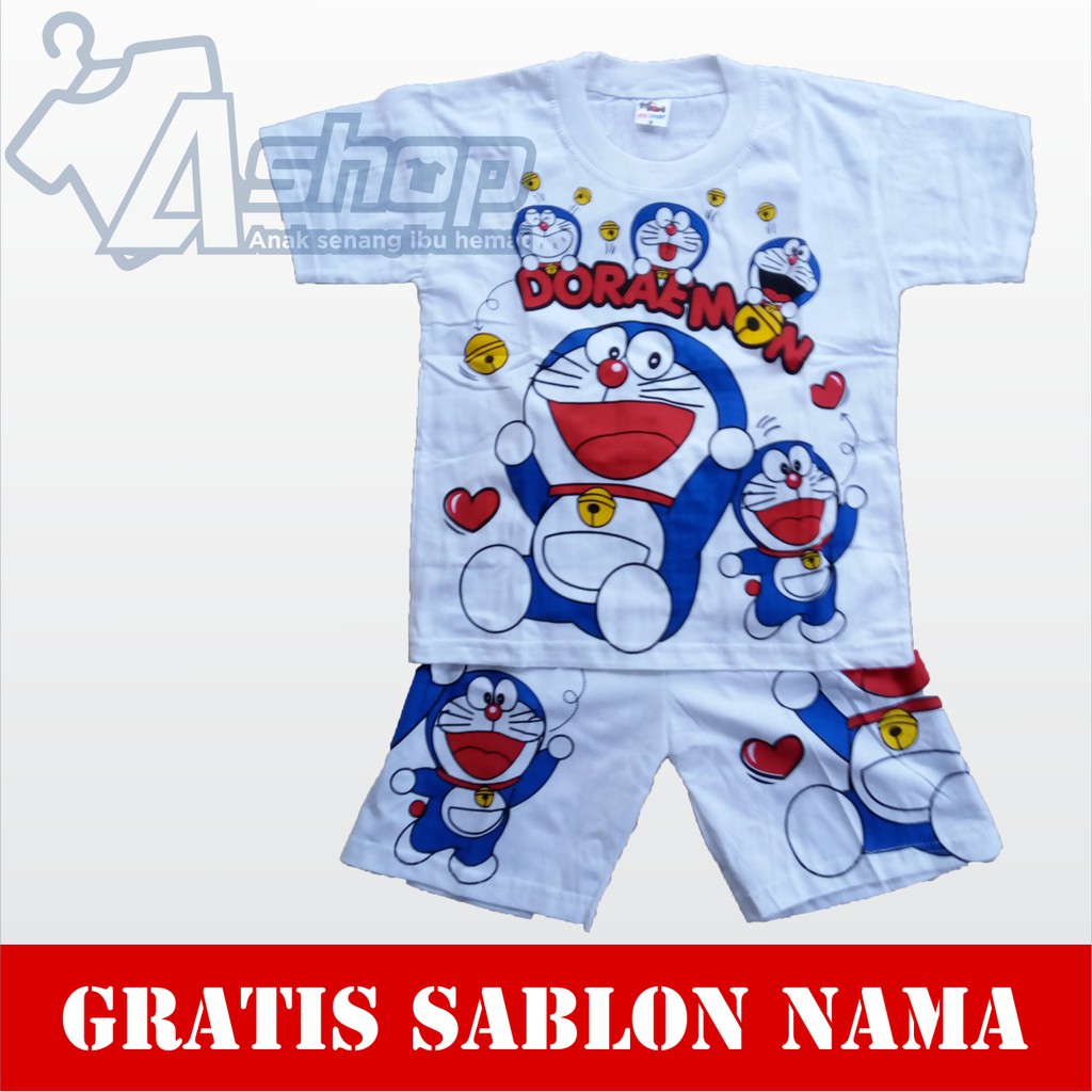 Baju Anak Setelan Doraemon Kaos Anak Laki Laki Perempuan Murah