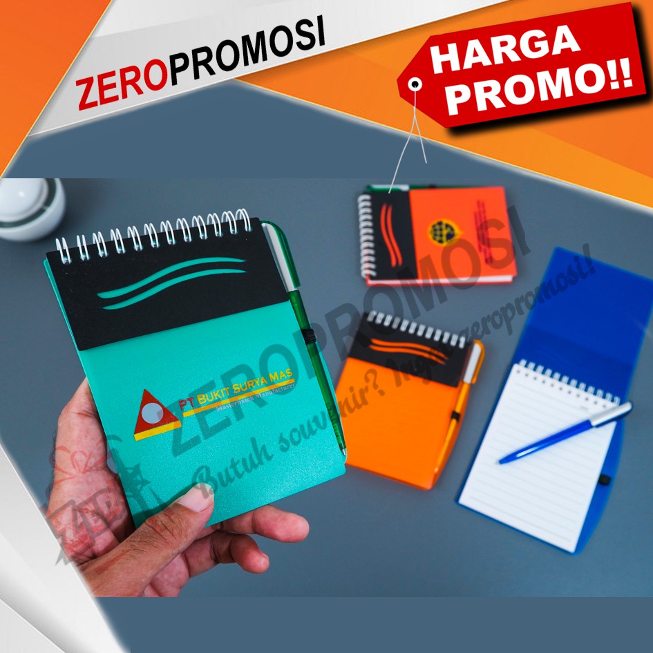 

Memo plastik kecil cetak logo custom + pulpen