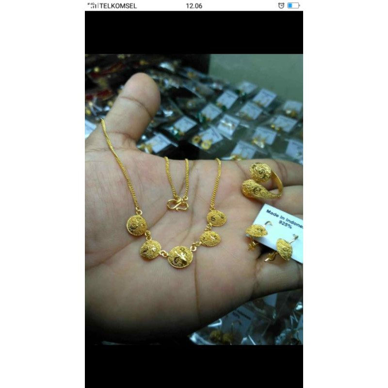 set kalung perak lapis emas