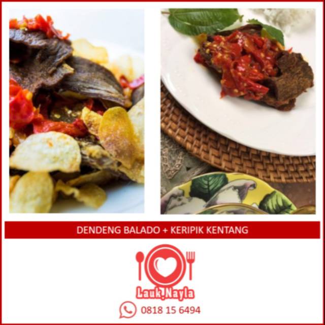 

Lauk Nayla - dendeng balado / paru balado + keripik kentang