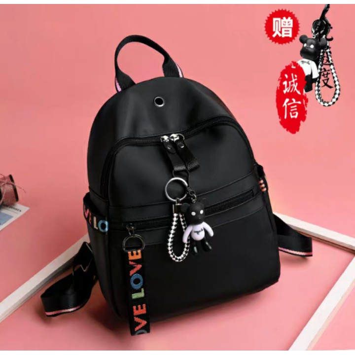 &quot;aurabagss&quot; - Tas Wanita Tas Ransel Wanita Semi Import Water Proof Backpack Wanita Hitam Motif Like This Korea Multifungsi Bisa Buat Tas Sekolah Kuliah &amp; Kerja