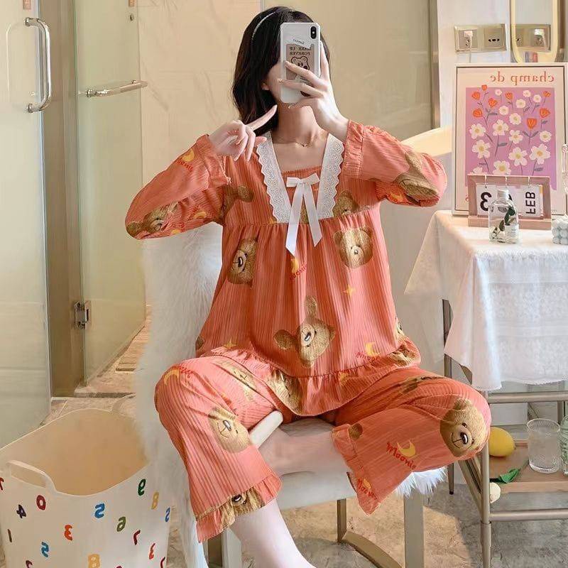 Stelan Piyama PP Wanita Import New Model Import High Quality PPP-RPP SALEM HEAD BEAR