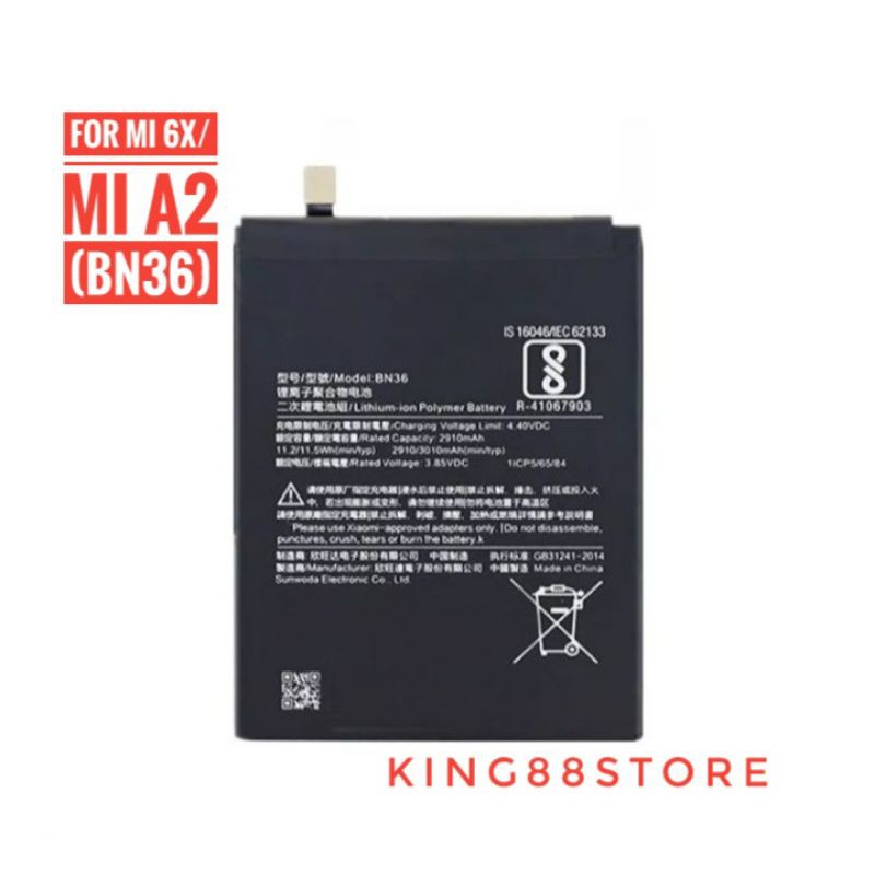 BATTERY BATERAI BATRE ORIGINAL 100% XIAOMI MI6X/MIA2 BN36