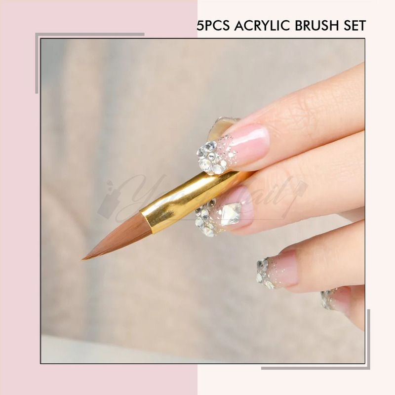 5pcs acrylic brush set nail art akrilik kuas nails 3D 4D acrylic system