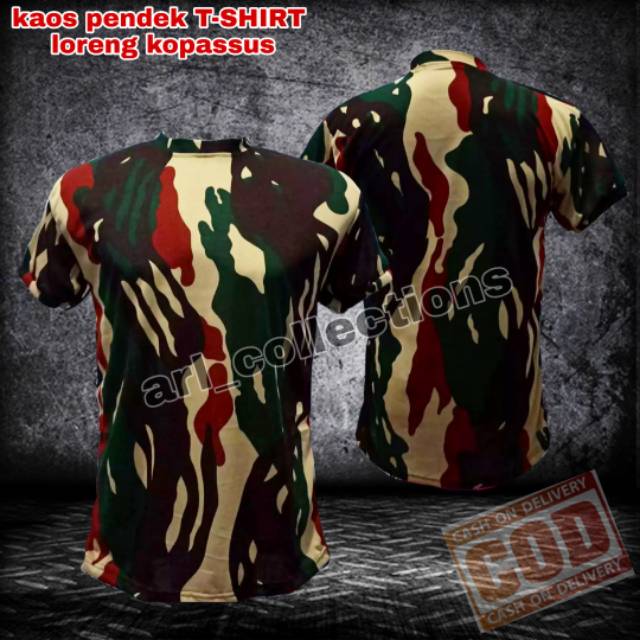 Kaos T Shirt Loreng Kopassus Kaos Pendek Army Loreng Kopassus Shopee Indonesia