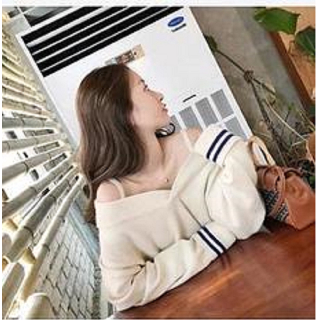 [Top Zerra Rajut BC]Blouse wanita rajut Navy/Cream