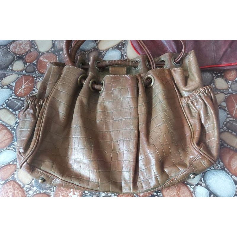tas wanita tote kulit croco second import