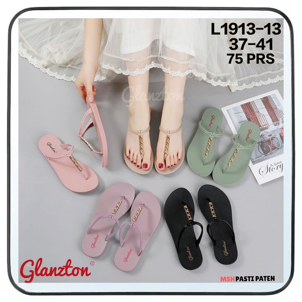 sandal flat sandal jepit sandal jelly wanita impor glanzton original