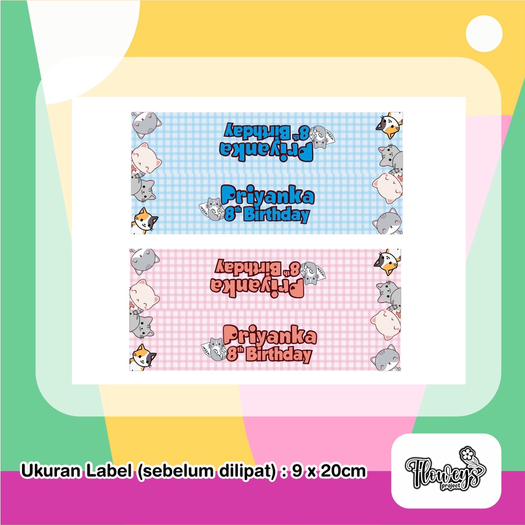 Label Snack Custom+Tali+Plastik/ Label snack Ulang Tahun