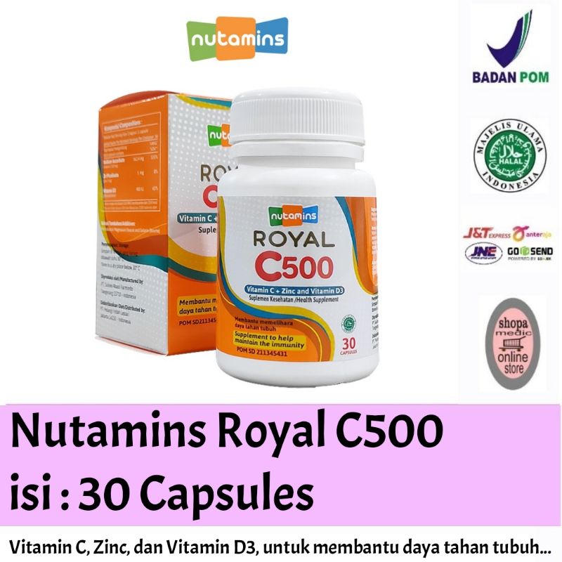 NUTAMINS ROYAL C500 isi 30 Capsules  - Vitamin C + Zinc  Untuk Kesehatan