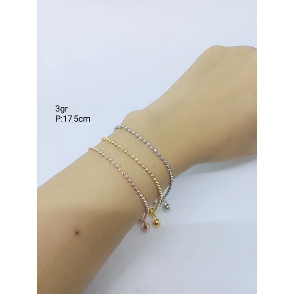 gelang bijilada ukir silver925 + 2bel/ gelang perak asli silver 925 lapis emas/ gelang fashion