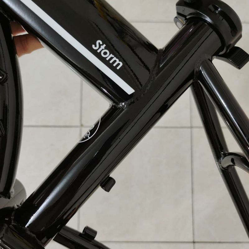 Frame set &amp; handlepost hp FNHON Hitam putih metalic blackwhite Discbrake db Storm Chromoly 20 22 inc