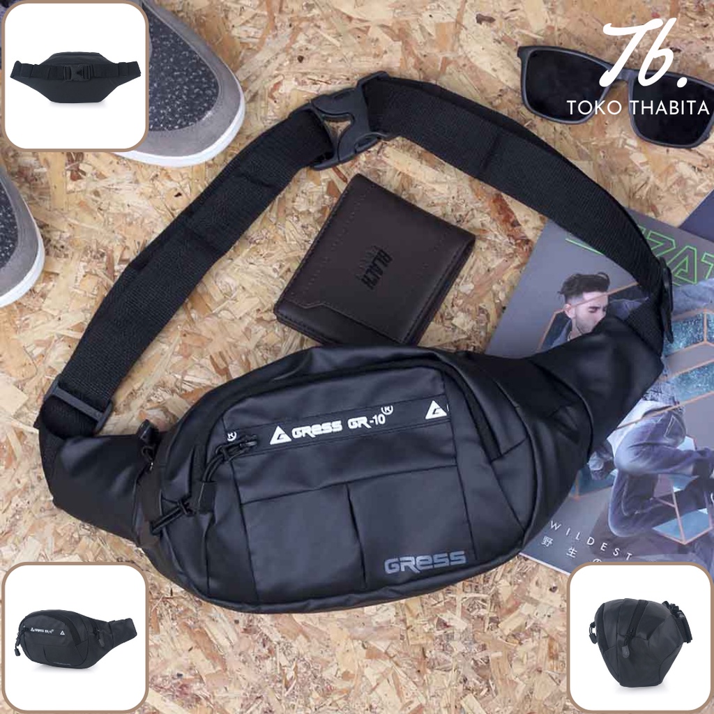 Toko Thabita Waistbag Pria Bahan Bimo Waterproof Distro Gress Original Tas Pinggang Warna Hitam Waist Bag Cowok Cewek Tahan Air