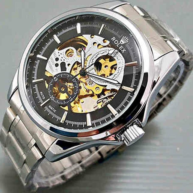 Jam Tangan/Arloji Pria/Cowok Rolex Skeleton Jr7 Rantai Automatic/Matic Best Quality Produk