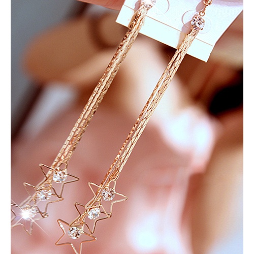 Hu Hu Hu Hu Hu Alat Bantu Pasang Kacamata♡ Anting Gantung Panjang Model Rantai Rumbai 3 Lapis Dengan Berlian Imitasi Untuk Wanita